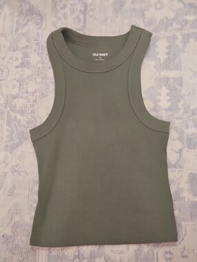 Old Navy Olive Ribbed High-Neck Tank